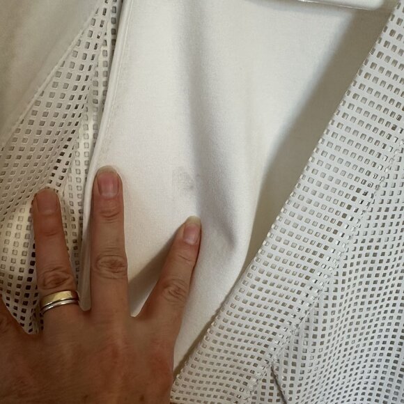 Chicos Womens White Vinyl Jacket Mesh Open Front Vtg Style 80s Large Party - Picture 13 of 13